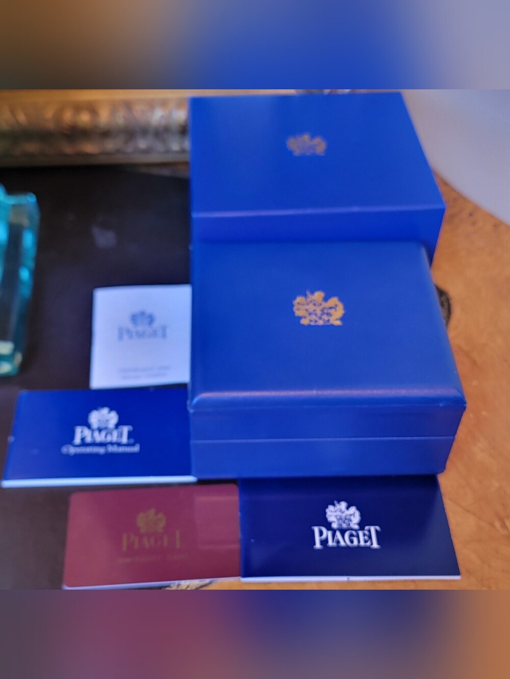 Genuine Piaget Blue Watch Box Case w Outer Box Cushion Booklets & Cards